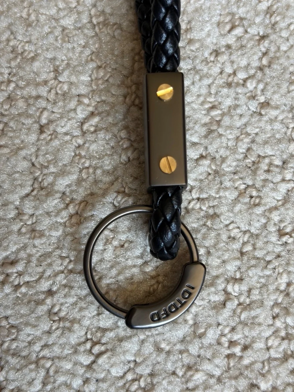 key ring braided cord black bronze Porsche inspired